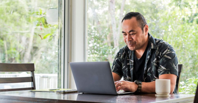 A man working on a laptop